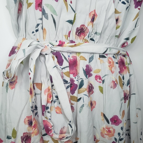 AQUA Floral Sleeveless Belted Rayon Midi Dress - Picture 4 of 9